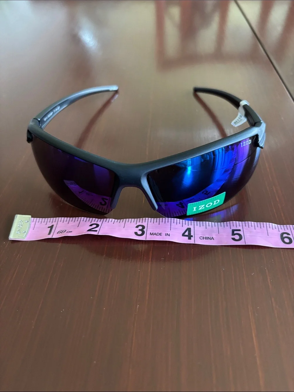 Izod Blue Mirror Rimless wrap around frame, 100% UV protection sporty,6013